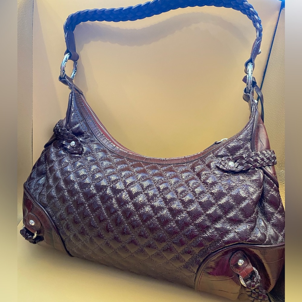 Brighton burgundy leather shoulder bag. Like new.